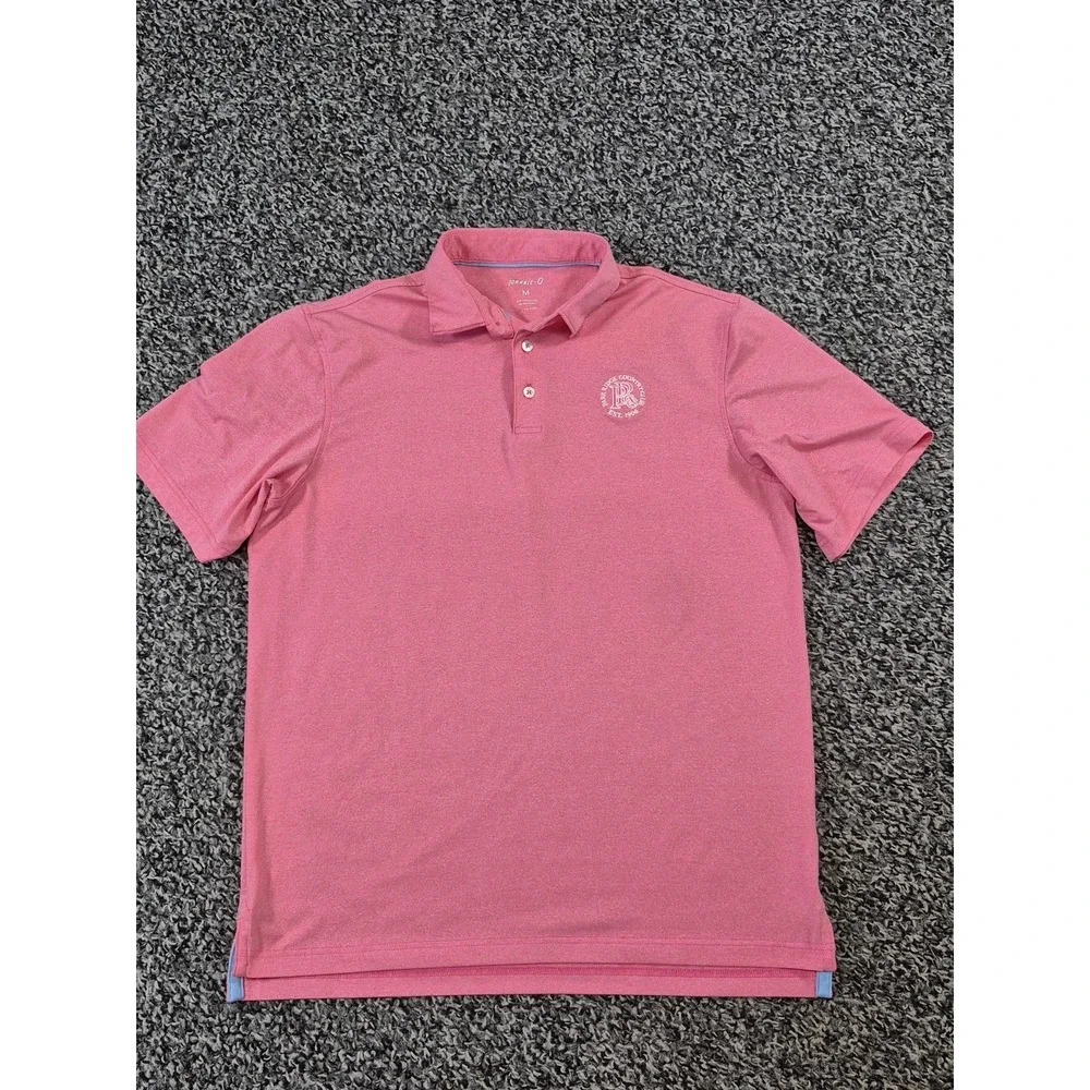 Johnnie O Polo Shirt Mens‎ Medium Pink Stripe Performance Stretch Golf Shirt